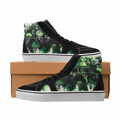 MEN'S Sea Creatures Black & Green Ink High Top Canvas Boutique Dark Academia Sneakers