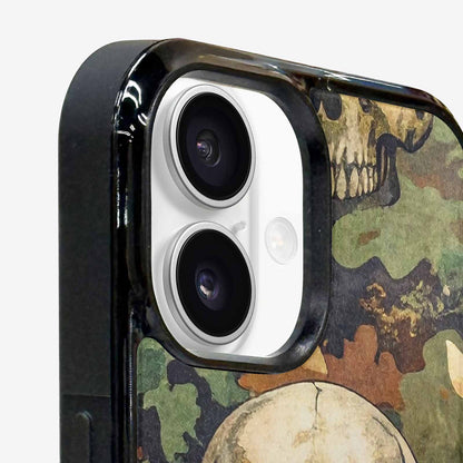 iPhone 16 Plus Case — Military Camo Skull, Custom Phone Case