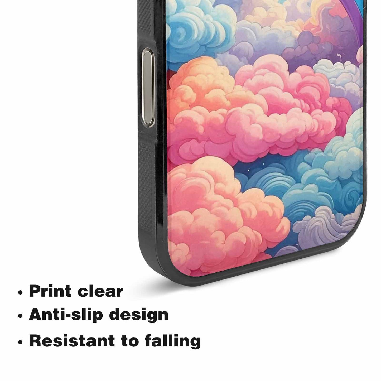 iPhone 16 Pro Case — Cloud And Rainbow Burst Pattern Hundreds, Custom Made Phone Cover