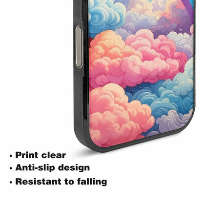 iPhone 16 Pro Case — Cloud And Rainbow Burst Pattern Hundreds, Custom Made Phone Cover