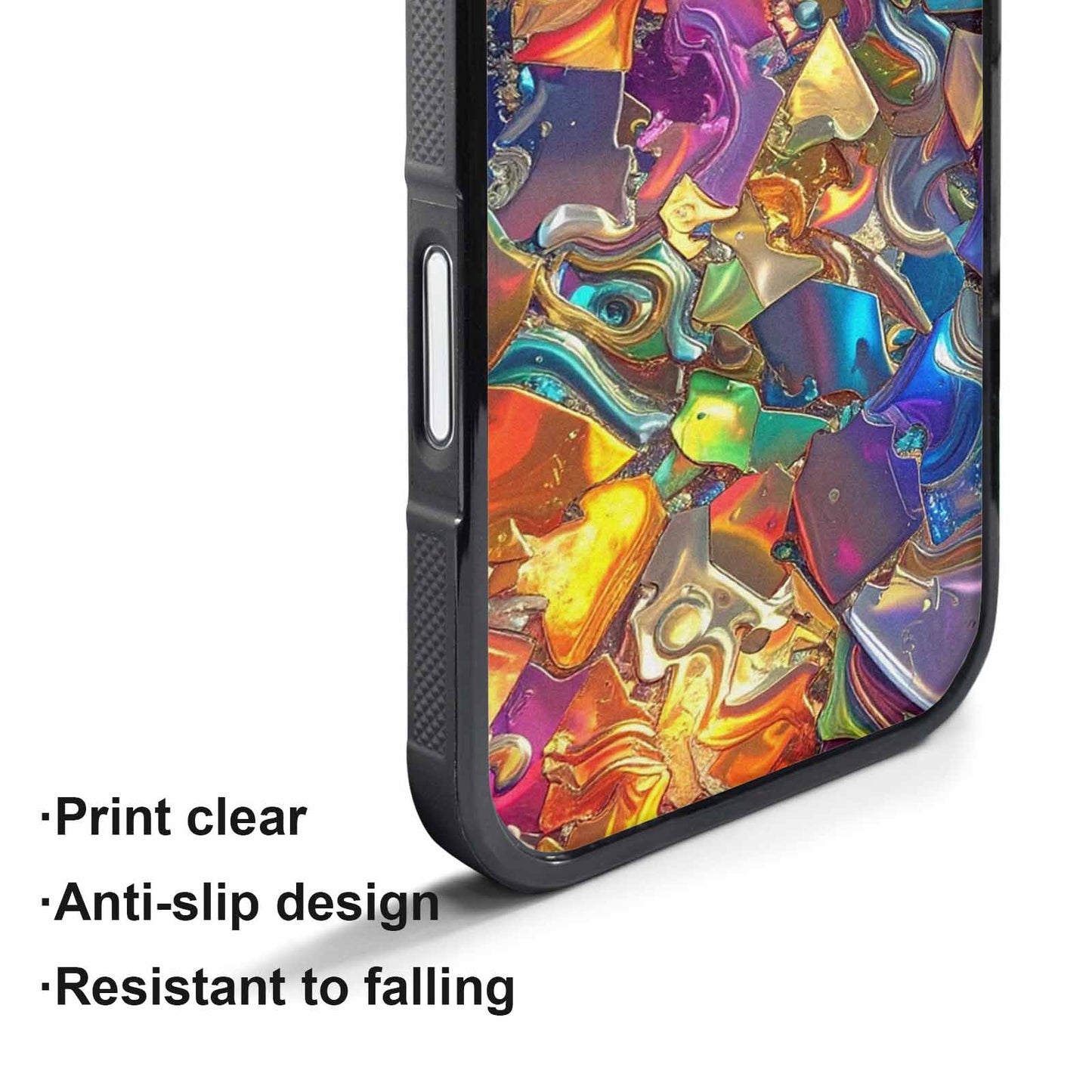 iPhone 17 Pro Max Case — Holographic Iridescent Shimmer Pattern Original Art, Custom Phone Case