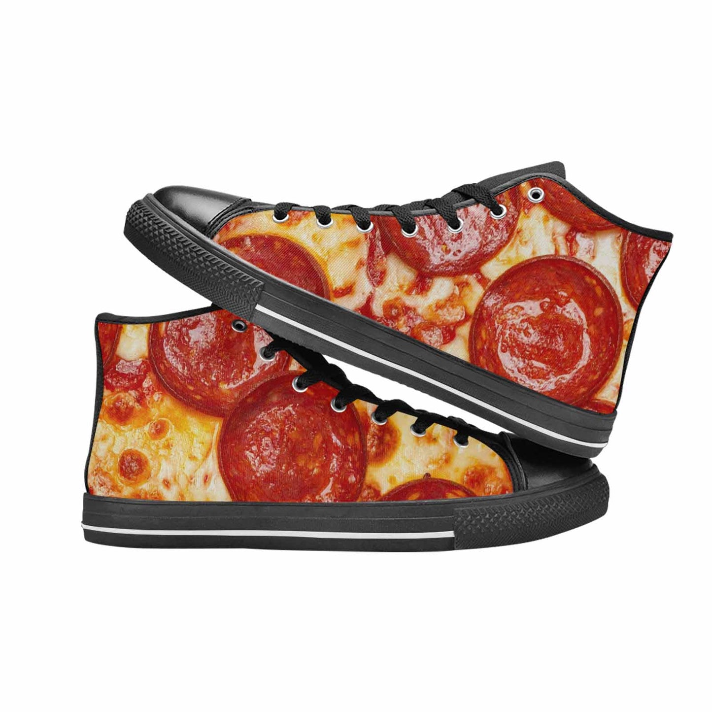 WOMEN'S Pepperoni Pizza Print High Top Canvas Grunge Custom Shoes