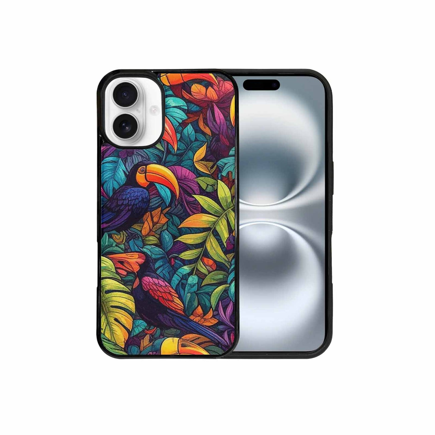 iPhone 16 Plus Case — Toucan Jungle Toucan Jungle Pattern Hundreds, Custom Designed Case Cover
