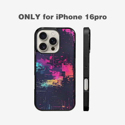 iPhone 16 Pro Case — Glitch Dark Art Seamless Pattern Vibrant, Custom Designed Case Cover