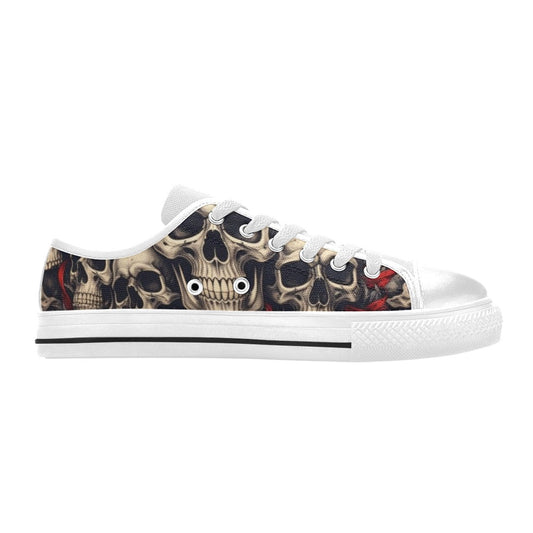 MEN'S Patriotic Skull Flag Low Top Canvas Dark Academia Custom Shoes