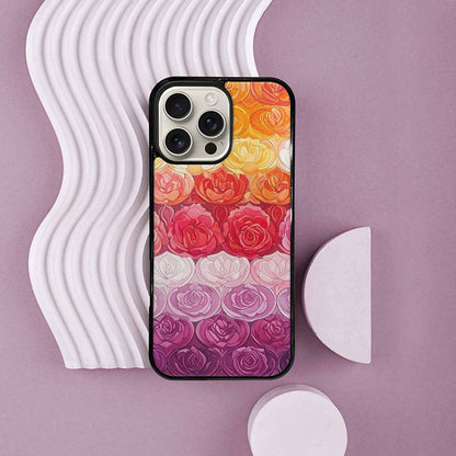 iPhone 16 Pro Max Case — Lesbian Flag Color Theme Small Rainbow, Custom Art Phone Cover