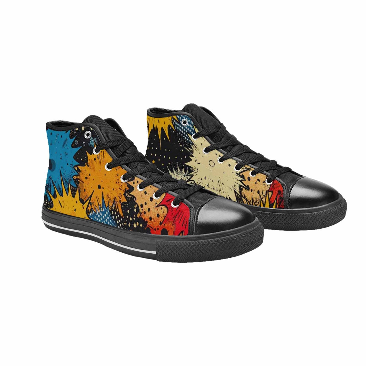 MEN'S Comic Book Halftone High Top Canvas Vibrant Chaos Custom Shoes