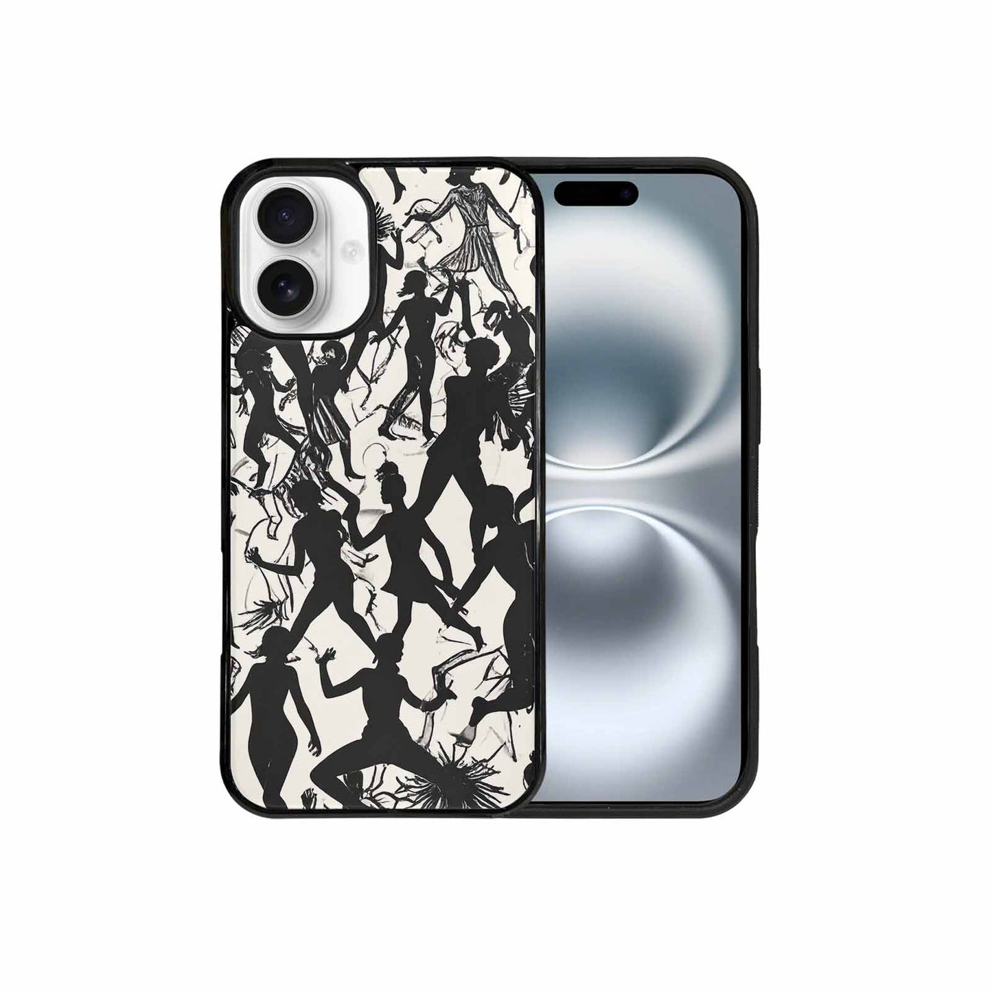 iPhone 16 Plus Case — Bold Dancing Figure Line Art Pattern, Original Design Phone Case