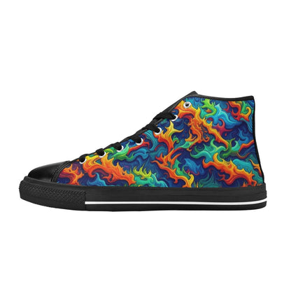 MEN'S Psychedelic Camo Rhythm Men’S High Top Canvas Cottagecore Custom Sneakers