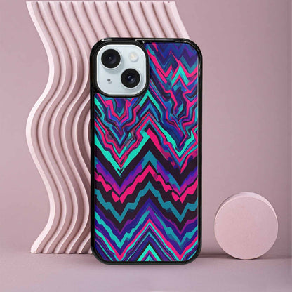 iPhone 15 Case — Psychedelic Chevron Vortex, Customized Protective Case
