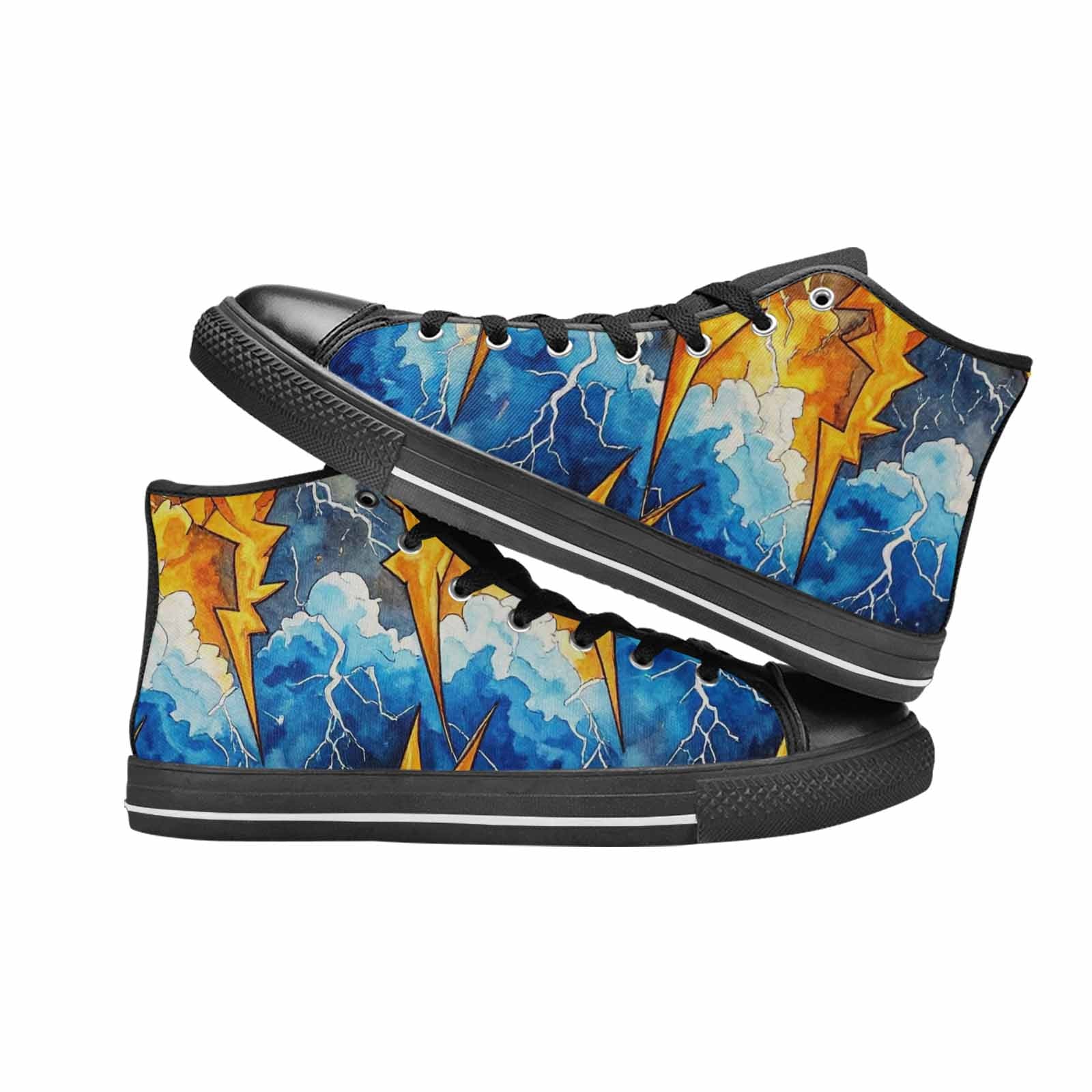 WOMEN'S Lightning Bolt High Top Canvas Neon Fantasy Shoes