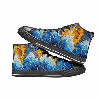 WOMEN'S Lightning Bolt High Top Canvas Neon Fantasy Shoes