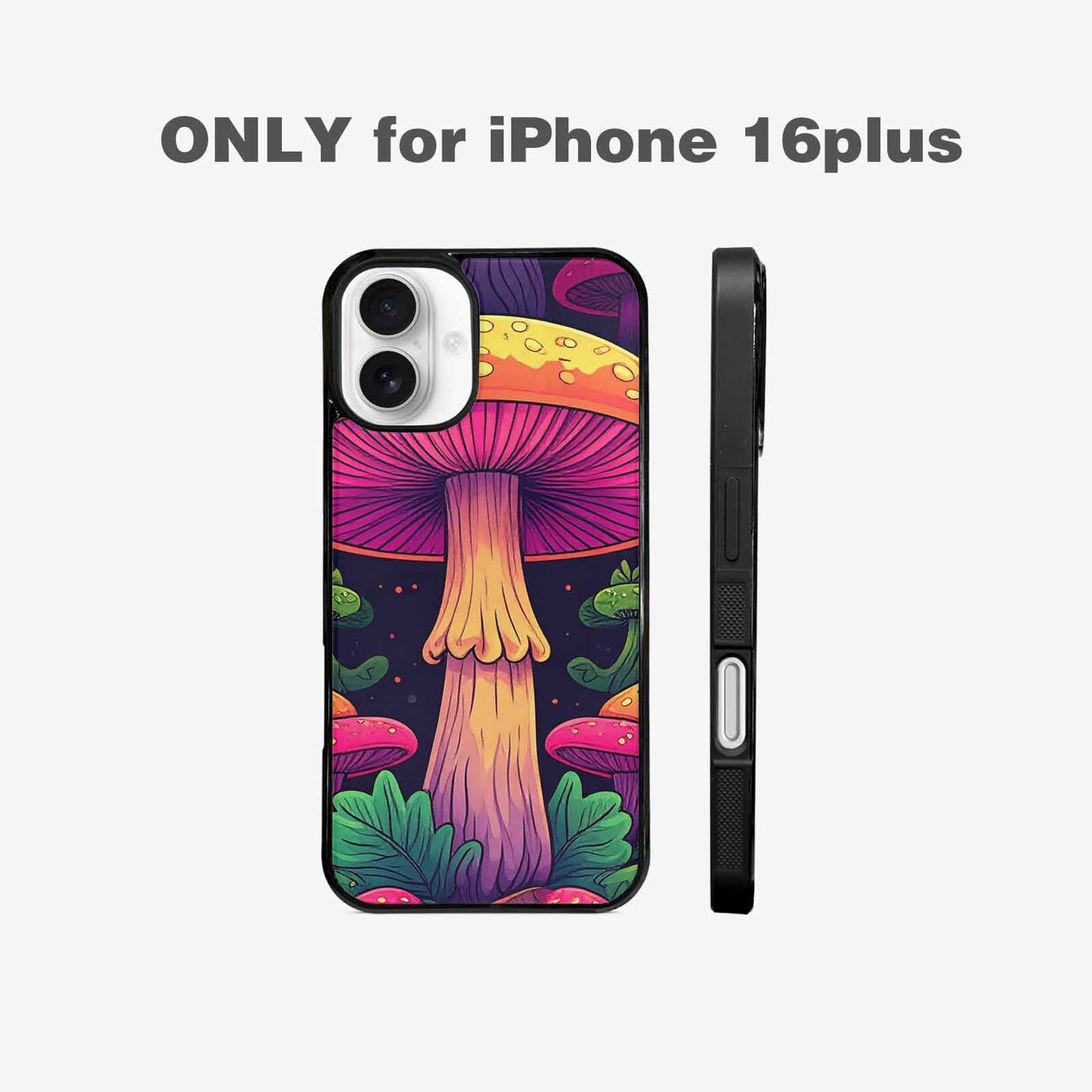 iPhone 16 Plus Case — Psychedelic Mushroom Cartoon Pattern, Original Design Phone Case