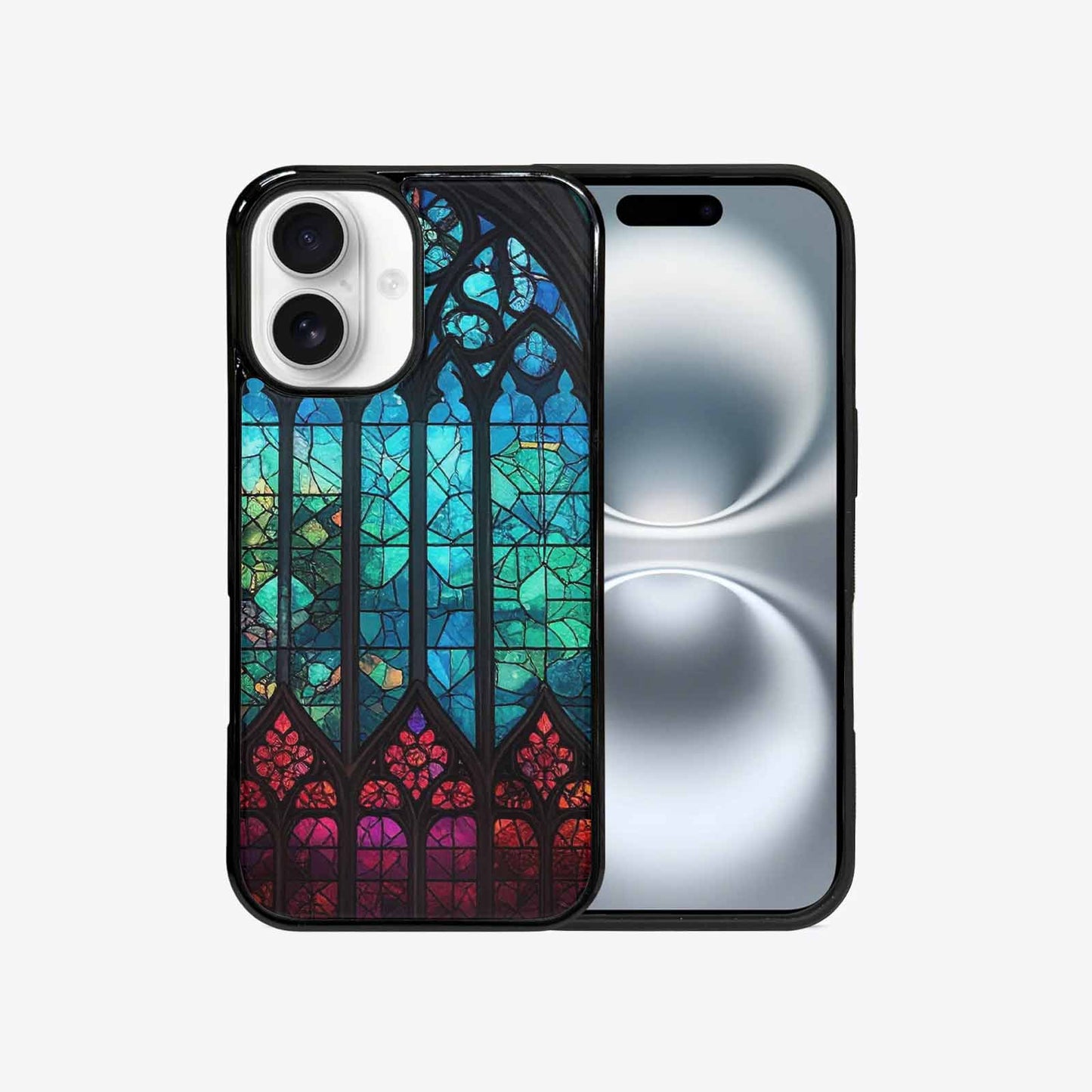 iPhone 16 Case — Stained Glass Window Pattern Seamless Repeat, Original Design Phone Case