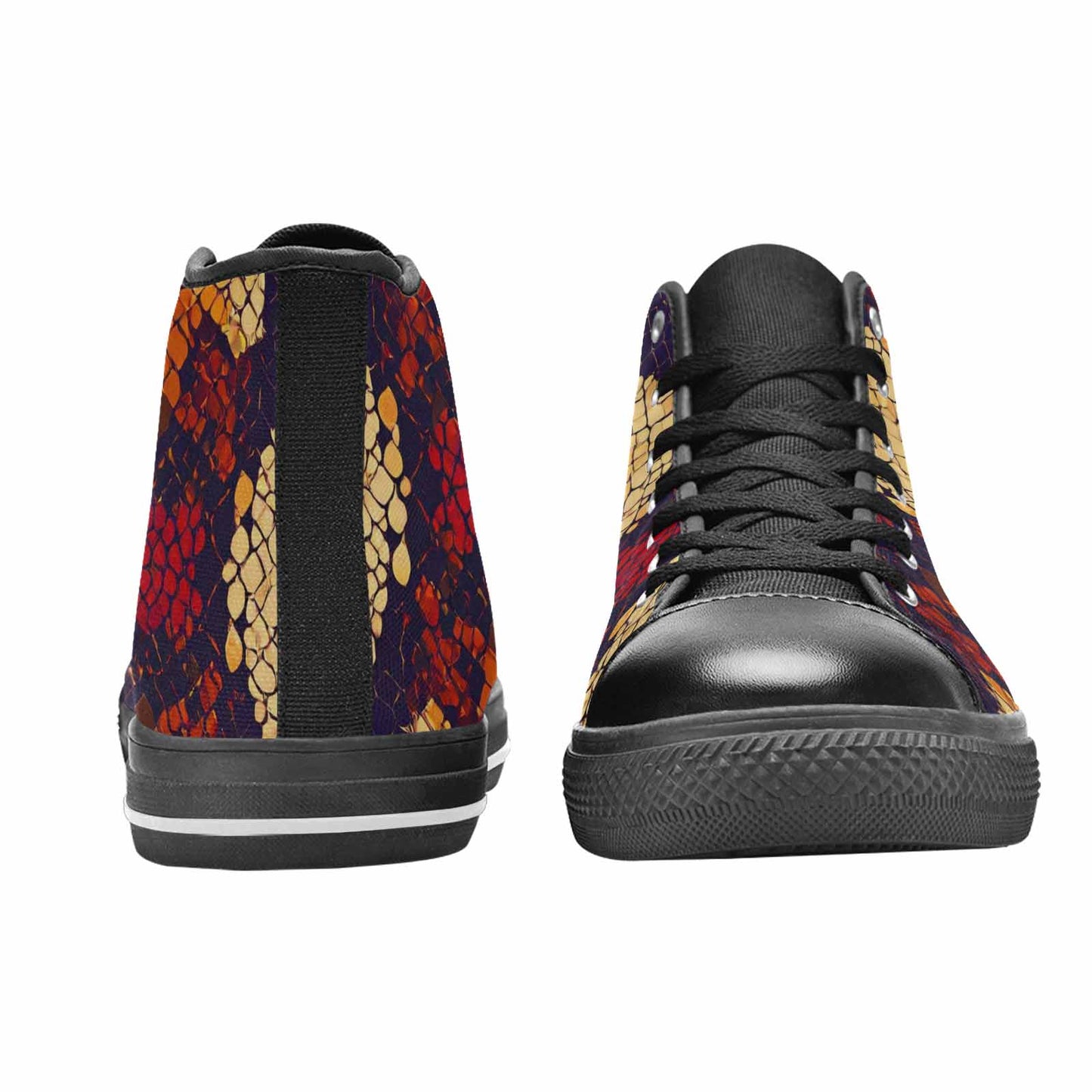 WOMEN'S Dark Snake Print High Top Canvas Cottagecore Custom Sneakers