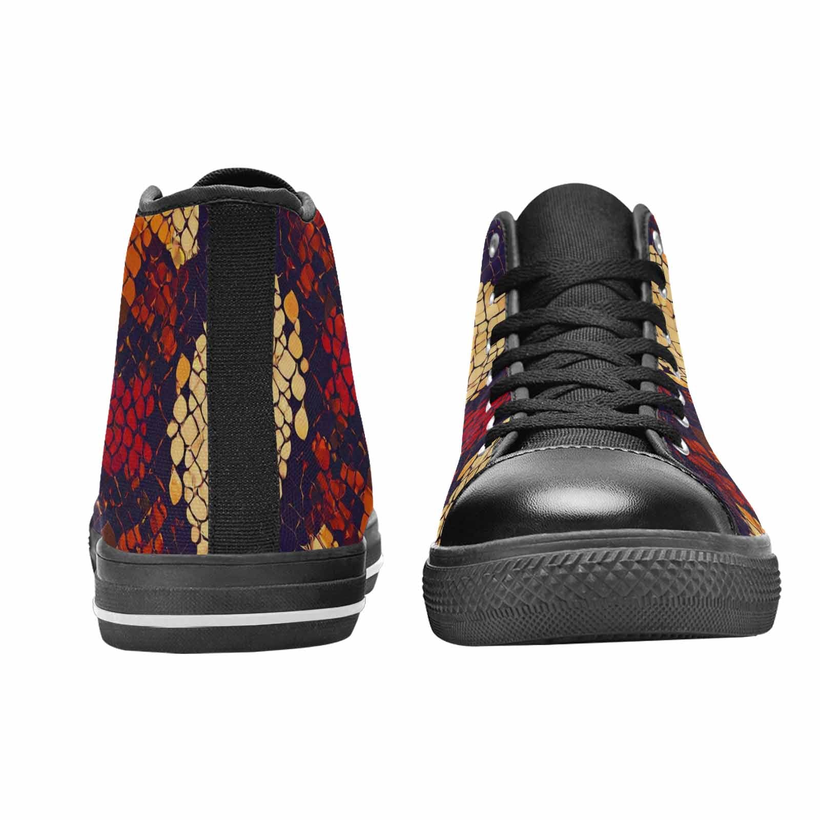 WOMEN'S Dark Snake Print High Top Canvas Cottagecore Custom Sneakers