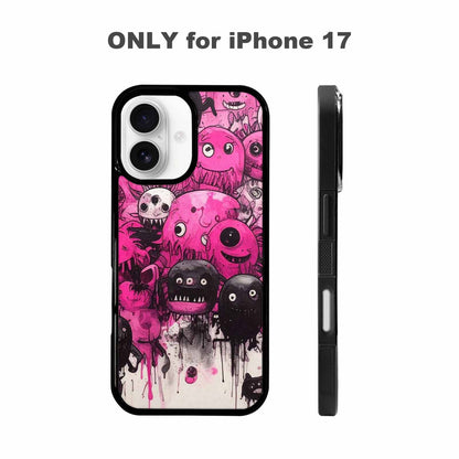 iPhone 17 Case — Black &amp; Pink Ink Cartoon Cute, Custom Printed Phone Case