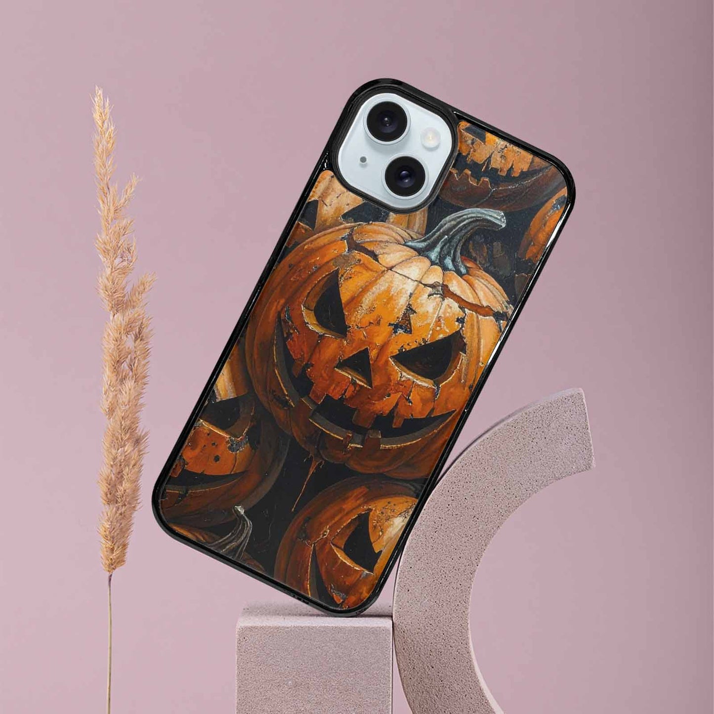 iPhone 15 Plus Case — Halloween Cracked Jackolantern, Custom Printed Phone Case