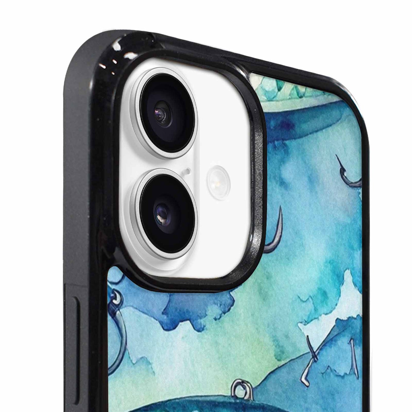 iPhone 17 Case — Fishing Lure And Hook Watercolor Abstract, Custom Art Phone Cover