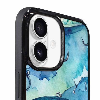iPhone 17 Case — Fishing Lure And Hook Watercolor Abstract, Custom Art Phone Cover