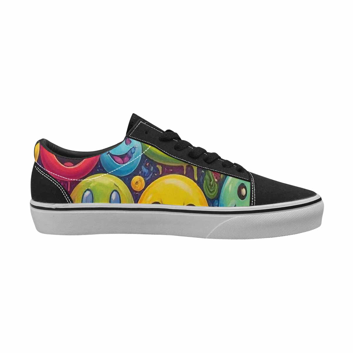 WOMEN'S Smiley Facessmiley Faces  Lace-Up Canvas Kaleidoscope Custom Sneakers