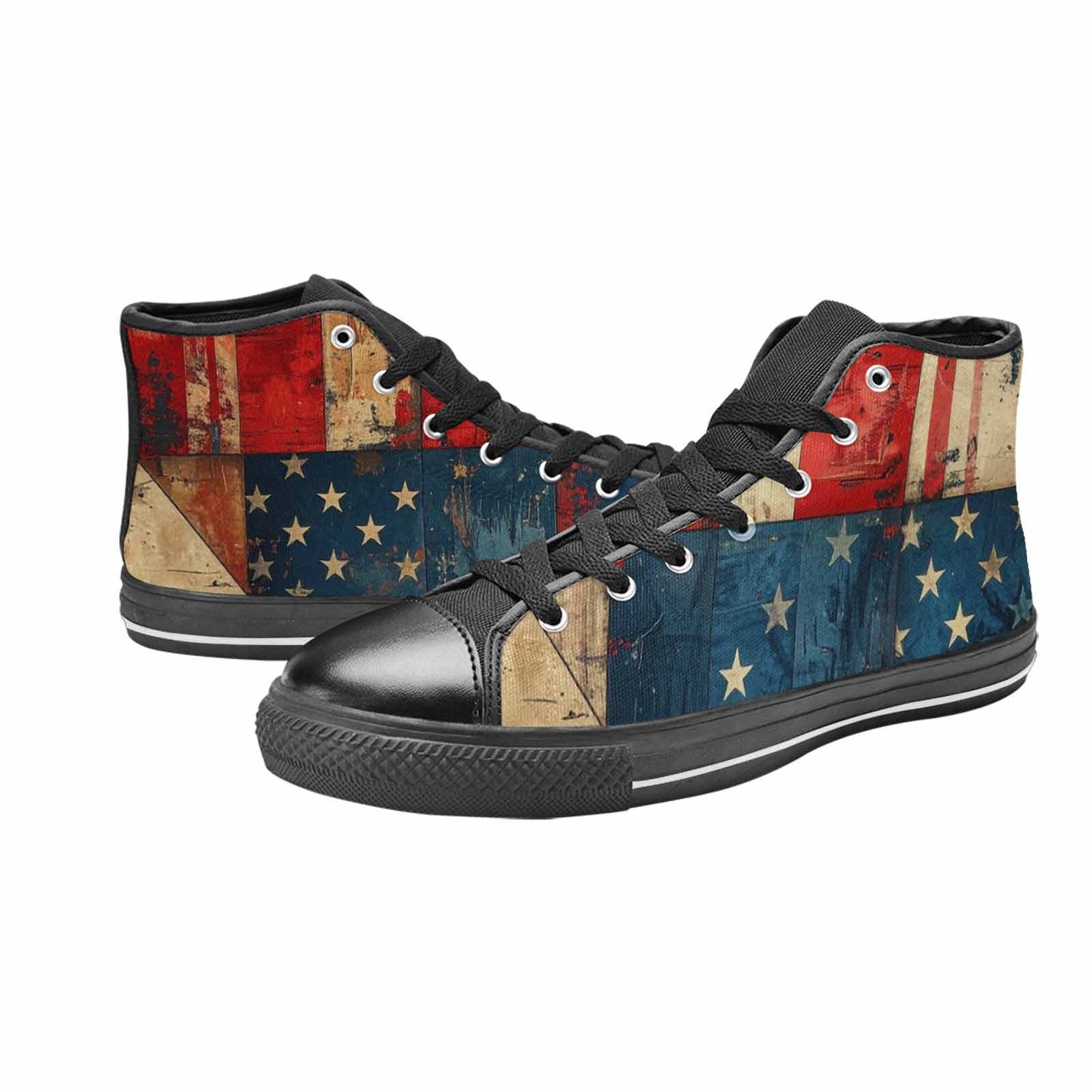 MEN'S American Flag Stars High Top Canvas Vivid Custom Sneakers