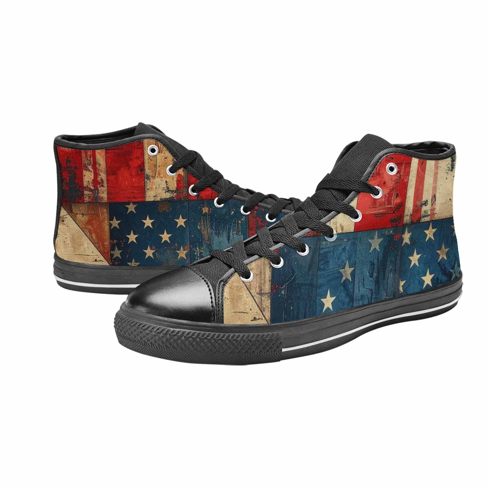 MEN'S American Flag Stars High Top Canvas Vivid Custom Sneakers