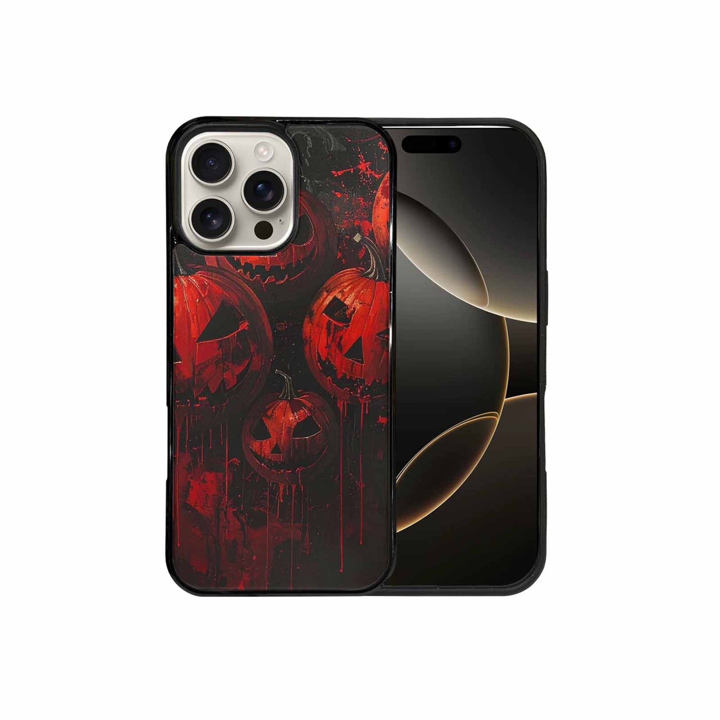 iPhone 16 Pro Max Case — Bloody Pumpkin Face, Unique Phone Case Design