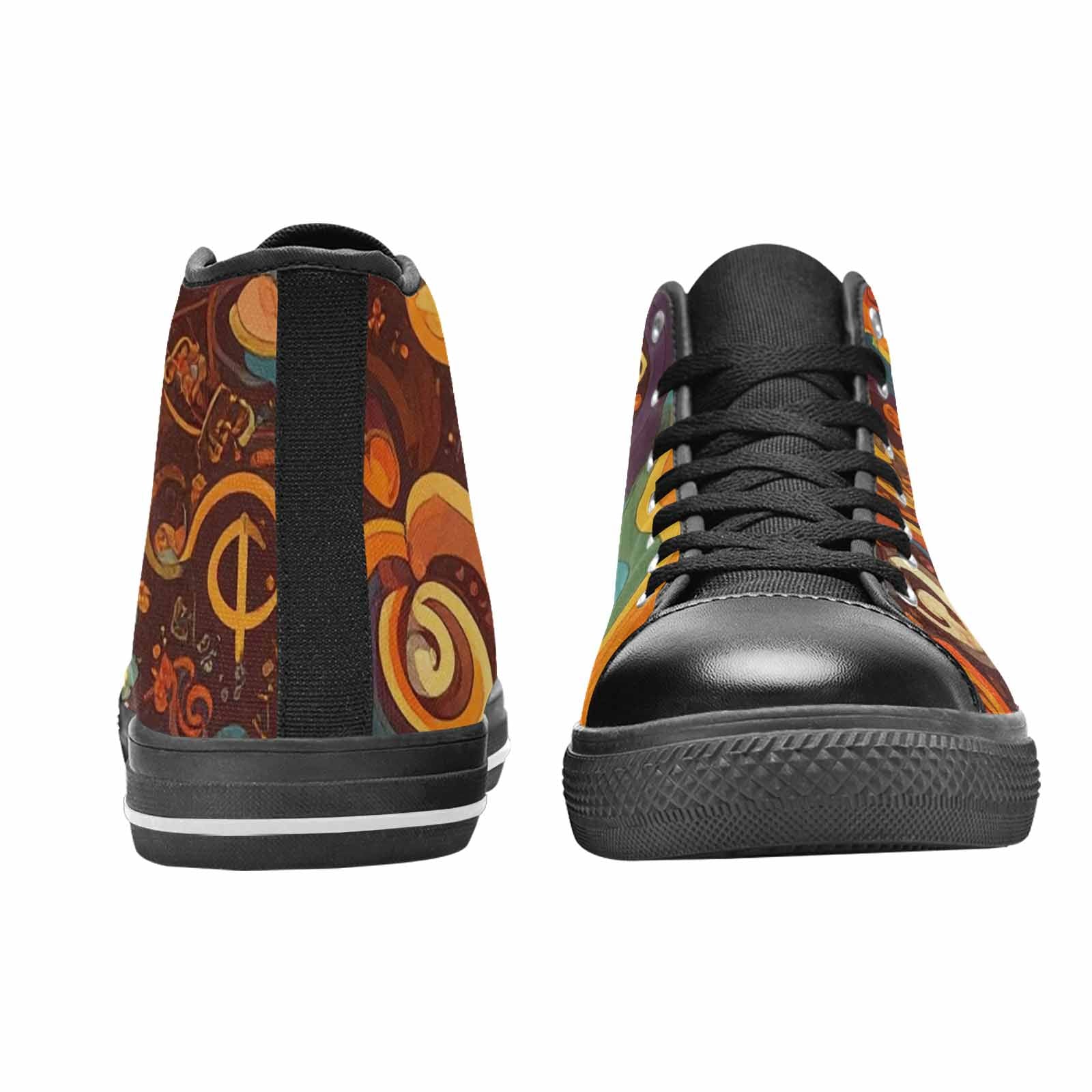 WOMEN'S Groovy 70S Peace High Top Canvas Vibrant Chaos Sneakers