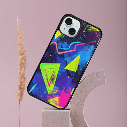 iPhone 15 Plus Case — Memphis Squiggles Triangles Dots, Custom Designed Case Cover