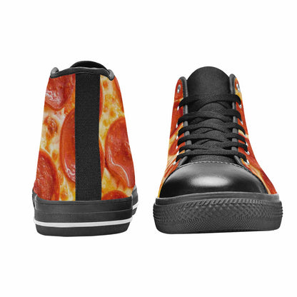 WOMEN'S Pepperoni Pizza Print High Top Canvas Grunge Custom Sneakers