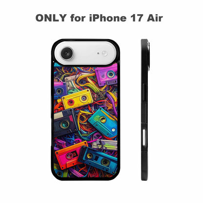 iPhone 17 Air Case — Retro Cassette Tape Pattern Hundreds Retro, Custom Art Phone Cover