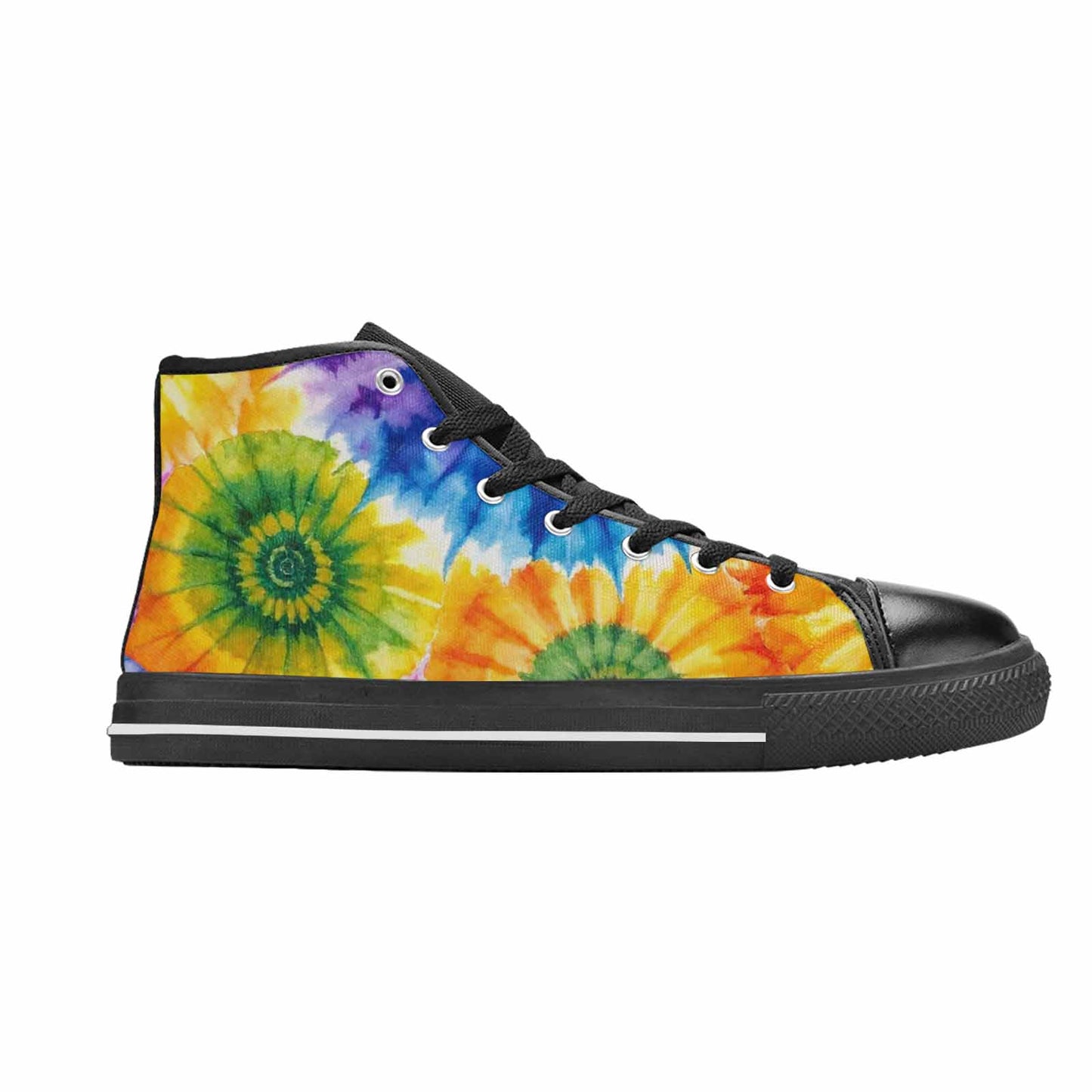 MEN'S Tie Dye Swirl High Top Canvas Cottagecore Custom Sneakers