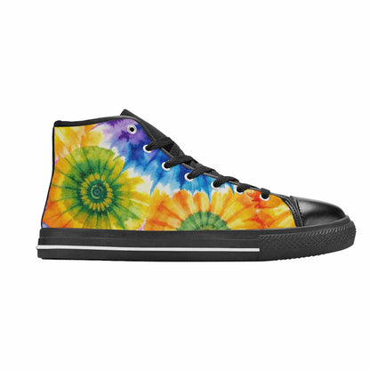 MEN'S Tie Dye Swirl High Top Canvas Cottagecore Custom Sneakers