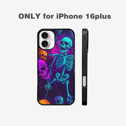 iPhone 16 Plus Case — Glowing Skeleton Pattern Hundreds Of Small, Custom Printed Phone Case