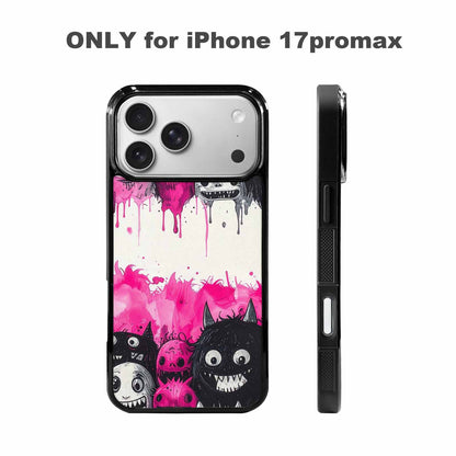 iPhone 17 Pro Max Case — Black &amp; Pink Ink Cartoon Cute, Custom Made Phone Cover