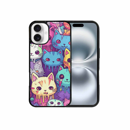 iPhone 16 Plus Case — Pastel Gore Cat Character Pattern Hundreds, Custom Art Phone Cover