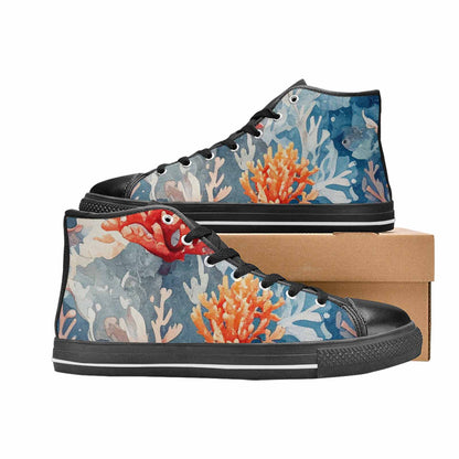MEN'S Fish Scale Coral High Top Canvas Aesthetic Custom Shoes