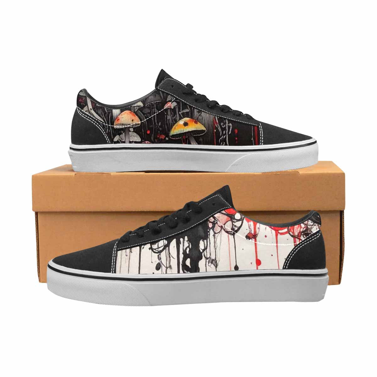 WOMEN'S Rainbow Drip Mushrooms Lace-Up Canvas Dreamcore Shoes
