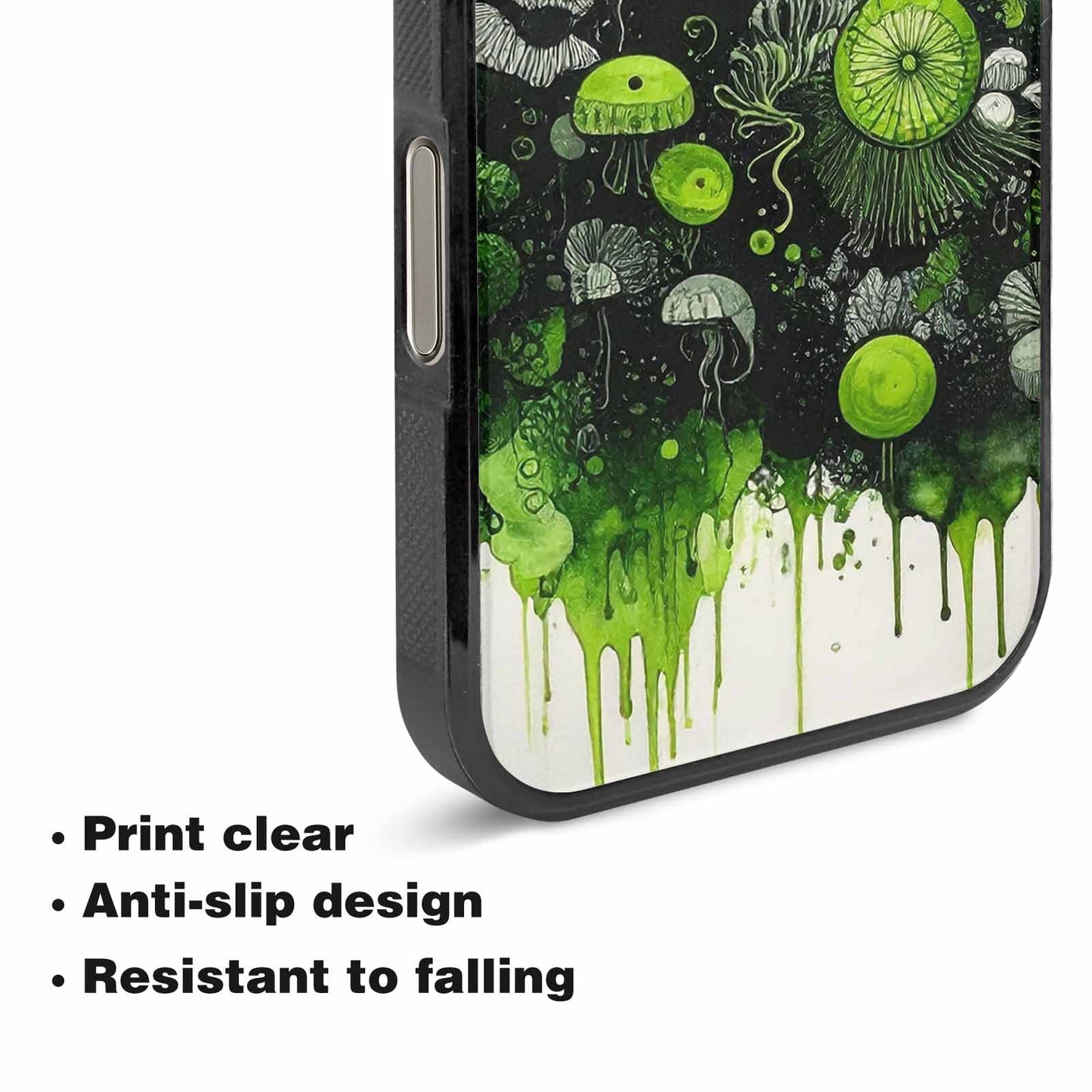iPhone 16 Pro Max Case — Sea Creature Burst Black Green Ink, Custom Made Phone Cover