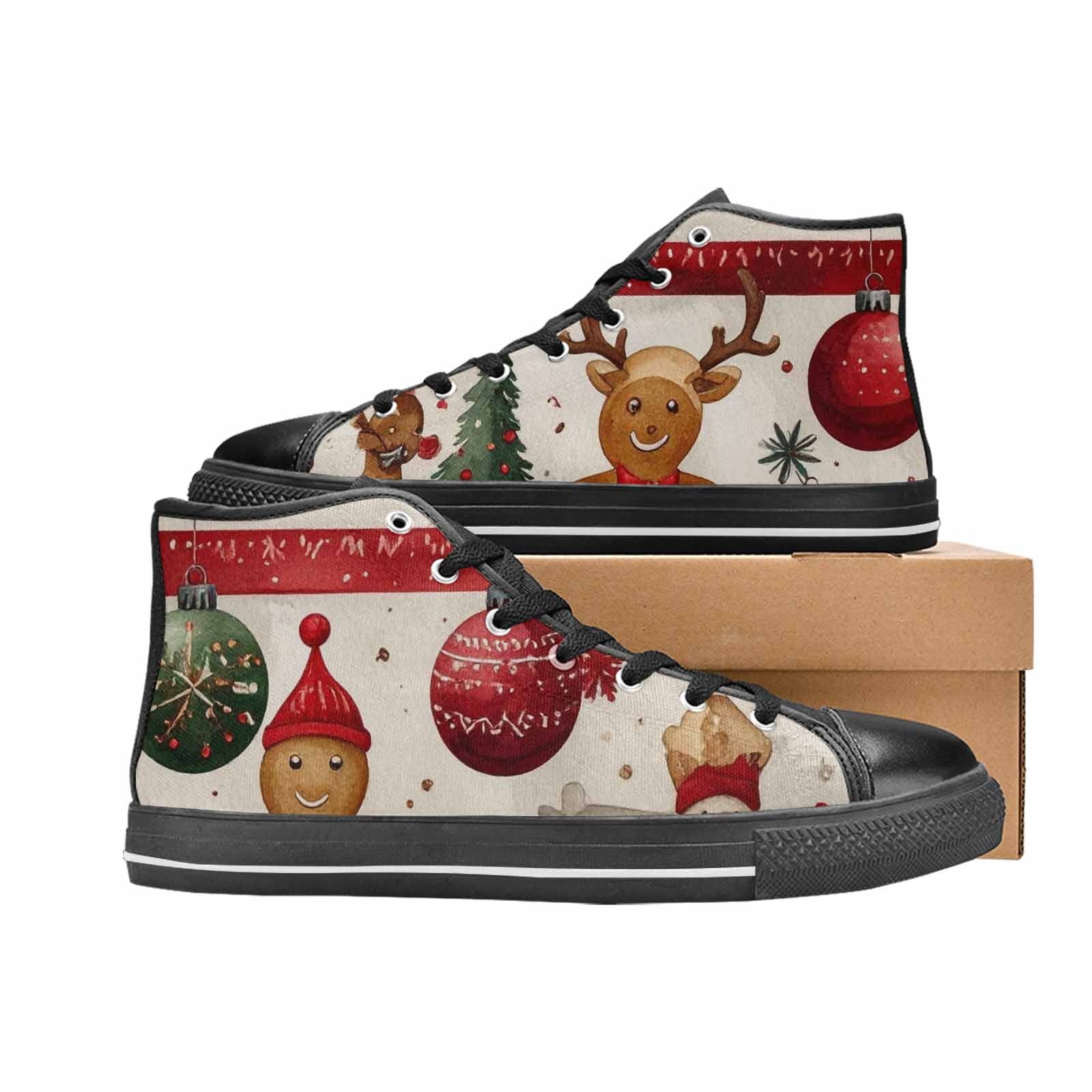 WOMEN'S Christmas Holly Snowflake High Top Canvas Cottagecore Custom Shoes