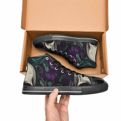 WOMEN'S Skulls Roses Gothic Filigree High Top Canvas Aesthetic Custom Sneakers