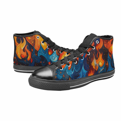 MEN'S Fire Flame High Top Canvas Wallpaper Art Custom Shoes
