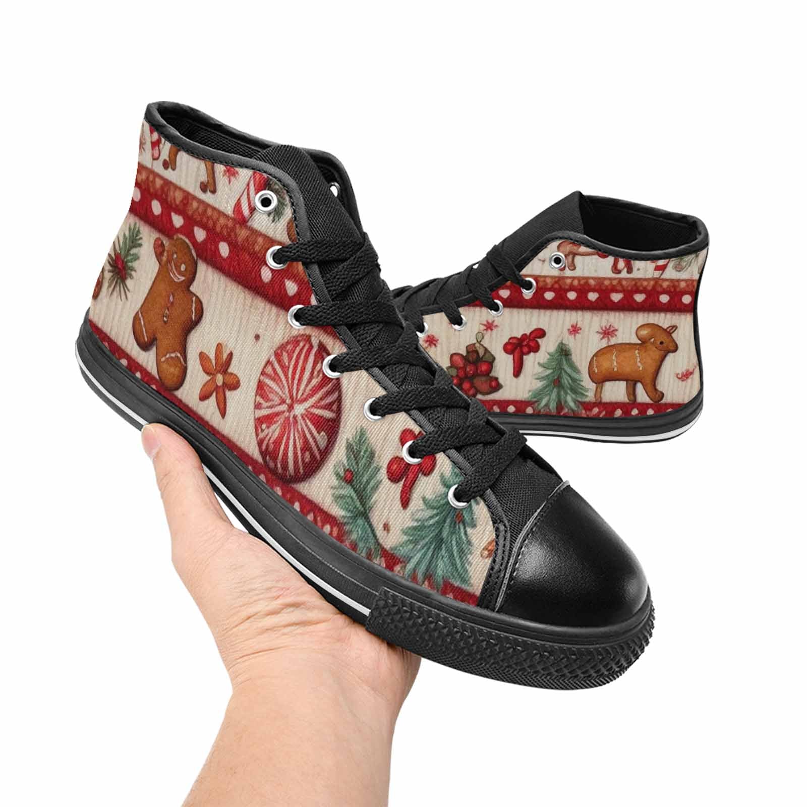 MEN'S Christmas Holly Snowflake High Top Canvas Dark Academia Shoes