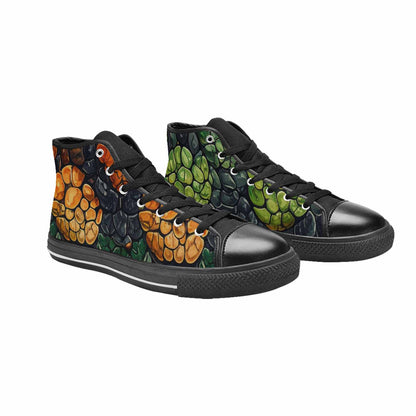MEN'S Snake Skin Reptile High Top Canvas Vibrant Chaos Custom Shoes