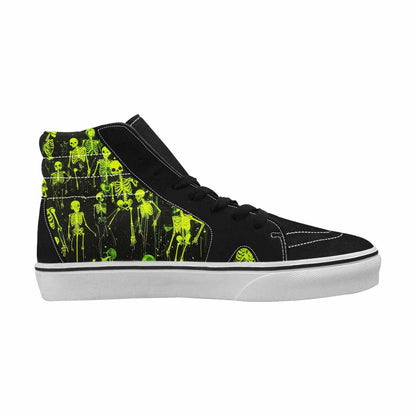 MEN'S Skeletons × Neon Green High Top Canvas Kaleidoscope Sneakers