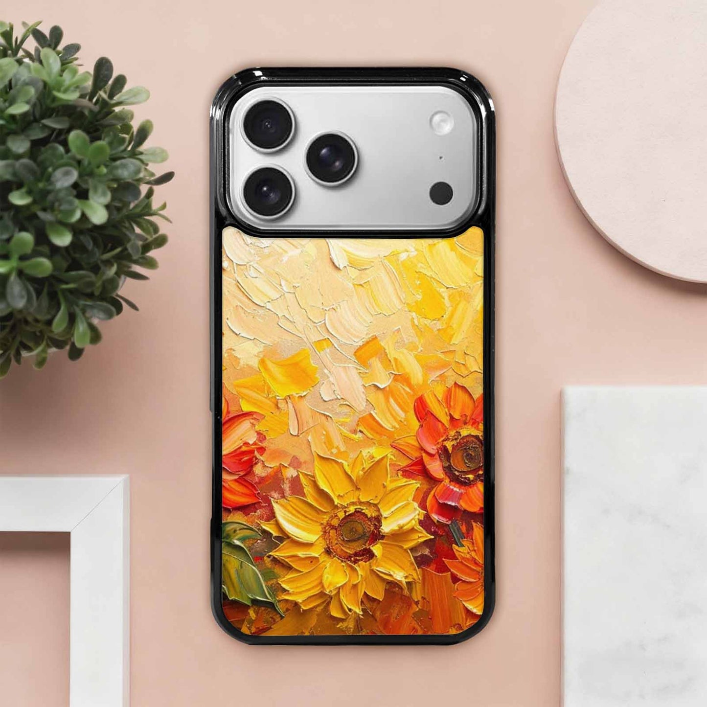 iPhone 17 Pro Max Case — Impressionist Sunflower Brushstroke Pattern Floral, Custom Made Phone Cover