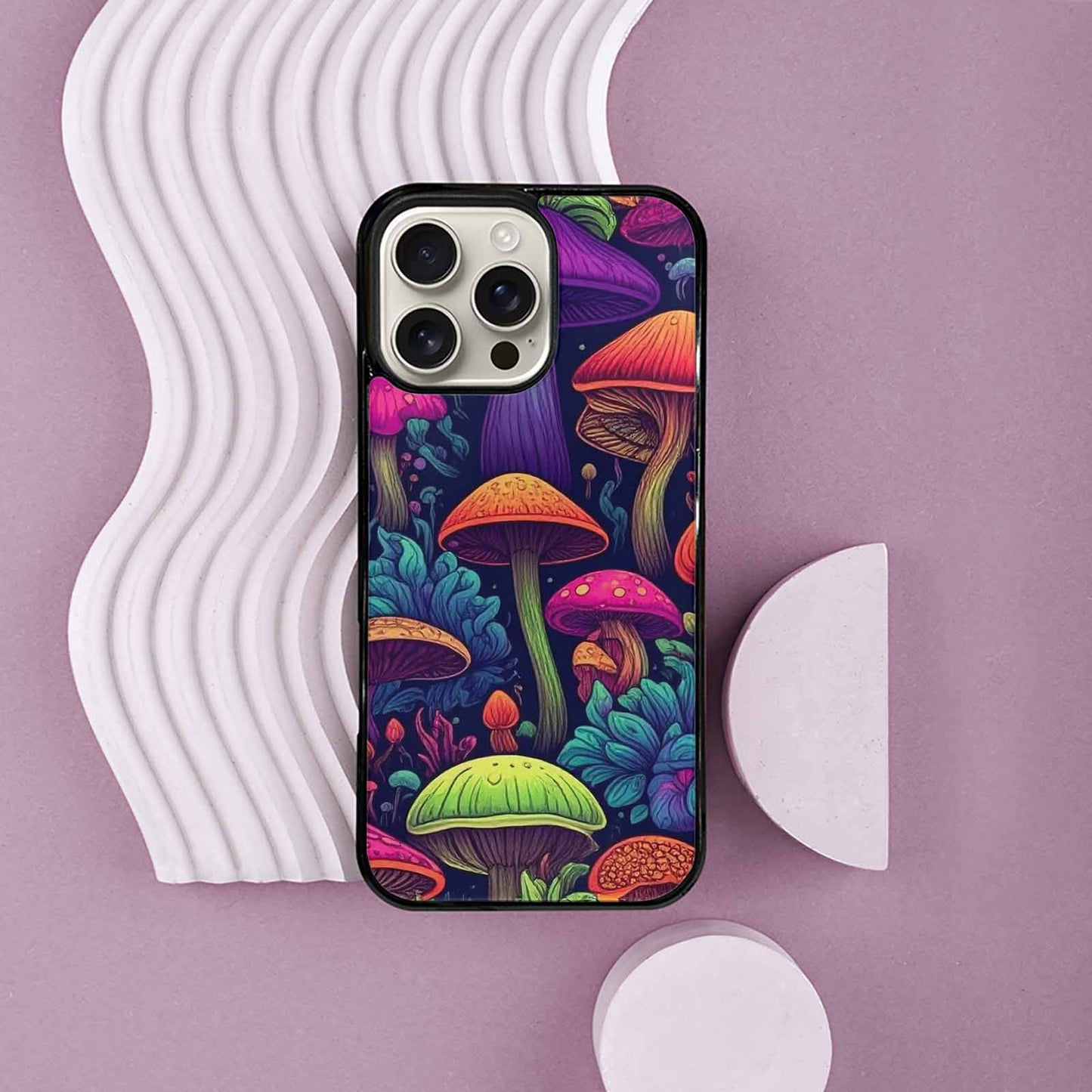 iPhone 16 Pro Max Case — Mushroom Psychedelic Art Seamless Pattern Vibrant, Personalized Phone Case