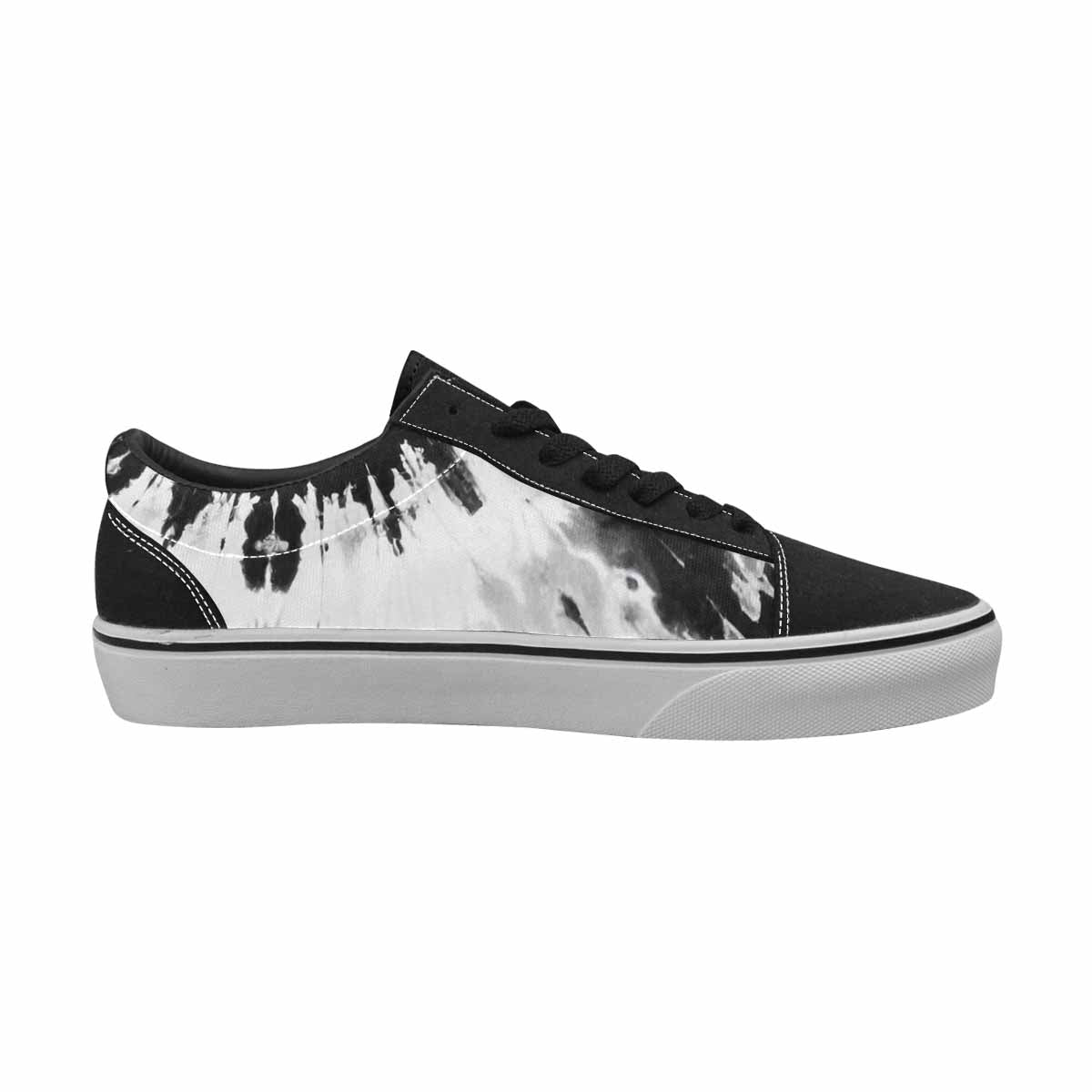 WOMEN'S Tie Dye Acid Wash Black White Canvas Lace-Up Dreamcore Custom Shoes