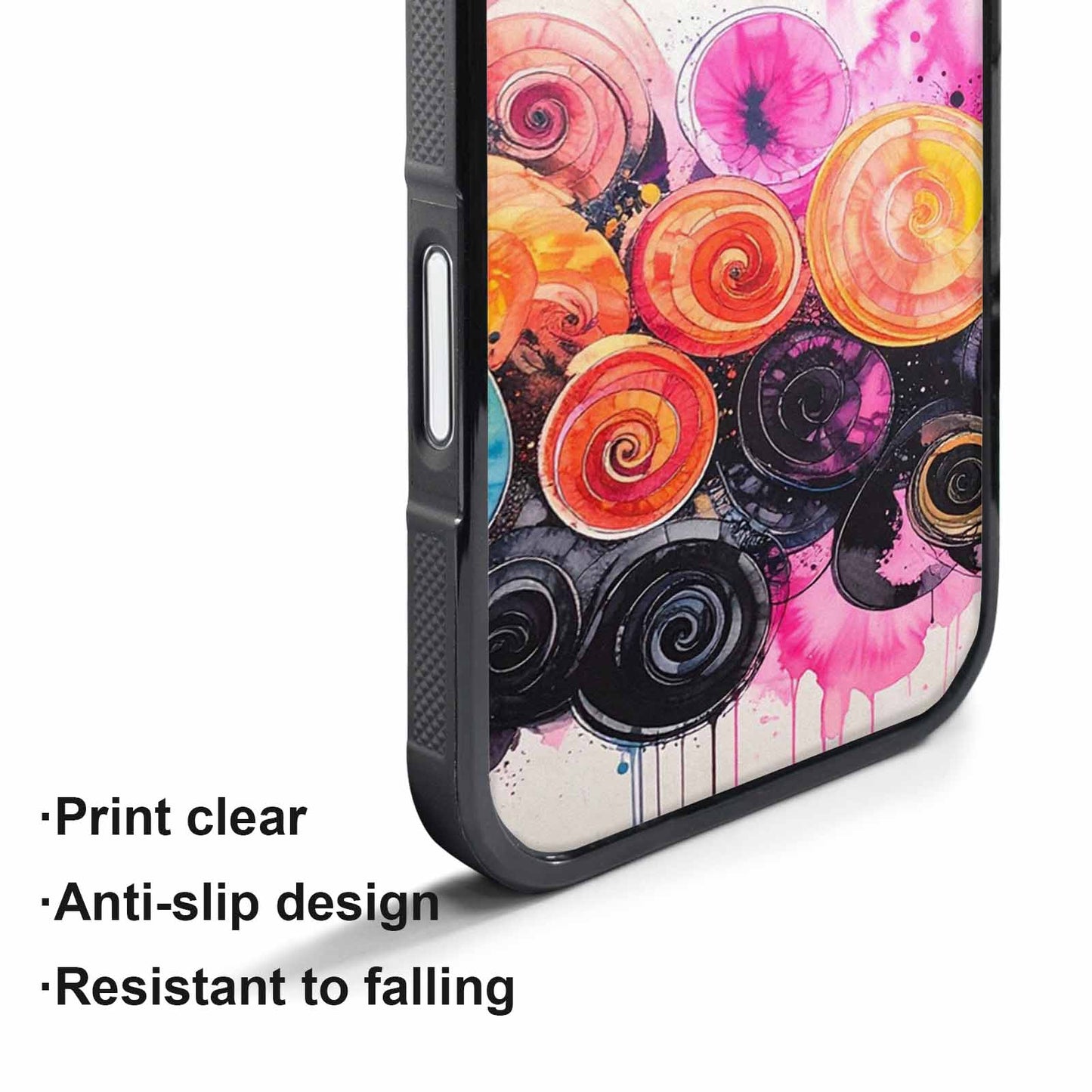 iPhone 17 Pro Case — Tie Dye Swirls Black Pink Tie, Custom Designed Case Cover